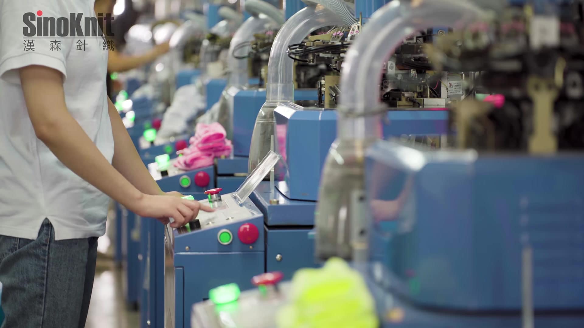 Knitting machines on the SinoKnit trampoline socks factory floor