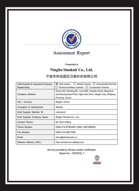Bureau Veritas supplier assessment report for Ningbo Sinoknit Co., Ltd.